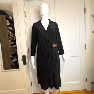 Joseph Ribkoff Black Midi Dress with Embellished Detail